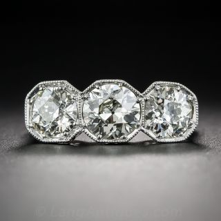 2.30 Carat Art Deco Three-Stone Diamond Ring