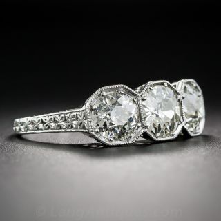 2.30 Carat Art Deco Three-Stone Diamond Ring