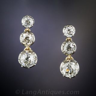 2.30 Carats Antique Diamond Dangle Earrings