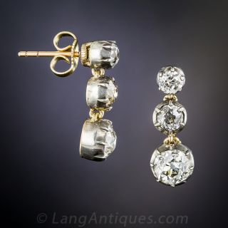 2.30 Carats Antique Diamond Dangle Earrings