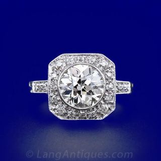 2.30 ct. European Cut Diamond and Platinum Ring