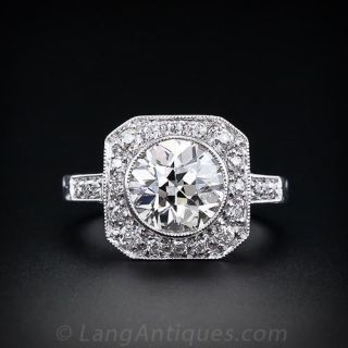 2.30 ct. European Cut Diamond and Platinum Ring