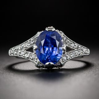 2.32 Carat Oval Sapphire, Platinum and Diamond Ring