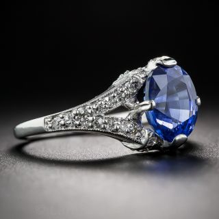 2.32 Carat Oval Sapphire, Platinum and Diamond Ring
