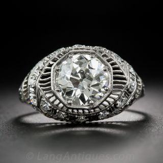 2.33 Carat Diamond Platinum Edwardian Engagement Ring