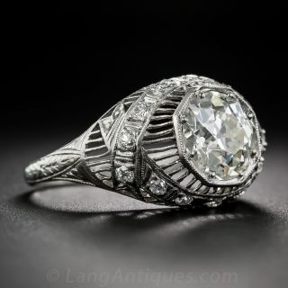 2.33 Carat Diamond Platinum Edwardian Engagement Ring