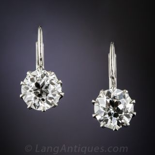 2.34 Carat European-Cut Diamond Drop Earrings - GIA F/G - VS