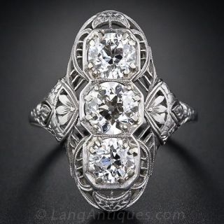 2.35 Carat Edwardian Three-Stone Dinner Ring