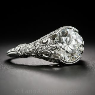 2.35 Carat European-Cut Diamond Vintage Style Engagement Ring