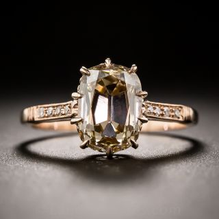 2.39 Carat Fancy Colored Antique Cushion Diamond Ring