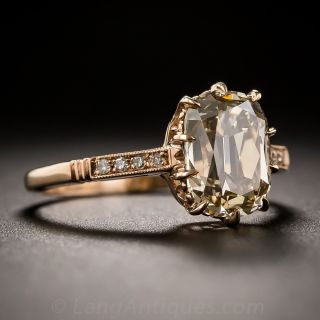 2.39 Carat Fancy Colored Antique Cushion Diamond Ring