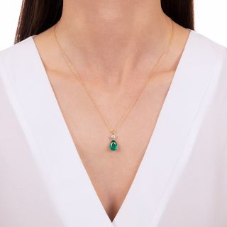 2.40 Carat Pear-Shaped Emerald and Diamond Pendant