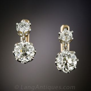 2.40 Carats Antique Diamond Earrings - 1