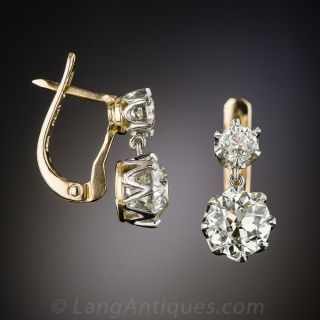 2.40 Carats Antique Diamond Earrings