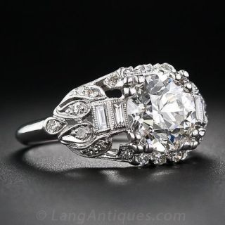 2.42 Carat Platinum and Diamond Engagement Art Deco Ring 