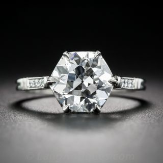2.43 Carat European-Cut Diamond and Platinum Solitaire GIA G/VS2