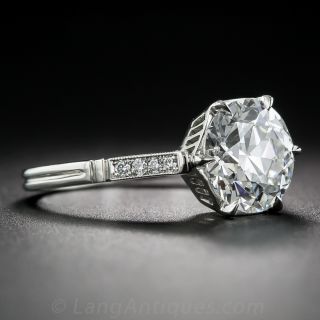 2.43 Carat European-Cut Diamond and Platinum Solitaire GIA G/VS2