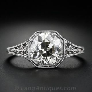 2.45  Carat Old Mine Cut Diamond Ring