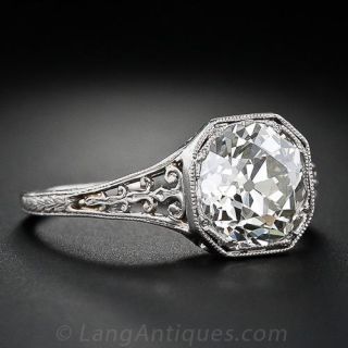 2.45  Carat Old Mine Cut Diamond Ring