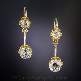 2.48 Carat Vintage Diamond Drop Earrings - GIA I VS1 & J VVS2 - 2