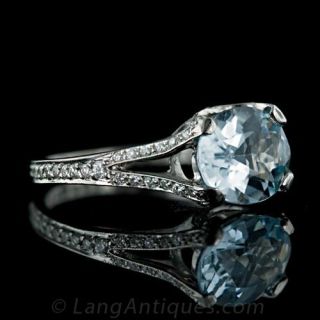 2.50 Carat Aquamarine and Diamond Ring