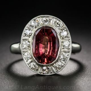 2.50 Carat Deep Orange-Red Sapphire and Diamond Ring - 2