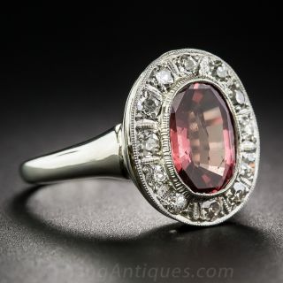 2.50 Carat Deep Orange-Red Sapphire and Diamond Ring