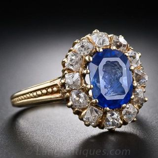 2.50 Carat Intaglio Sapphire Ring - Starring Abe Lincoln!