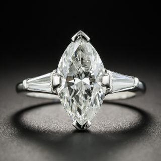 2.55 Carat Marquise Diamond Platinum Engagement Ring - GIA J I1 - 1
