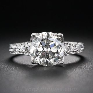 2.55 Diamond and Platinum Art Deco Style Engagement Ring