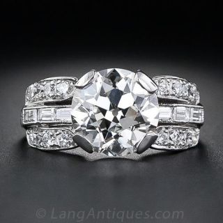 2.56 Carat  Diamond Art Deco Engagement Ring