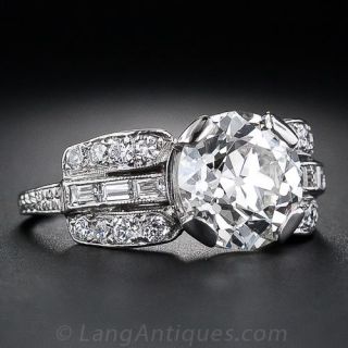 2.56 Carat  Diamond Art Deco Engagement Ring