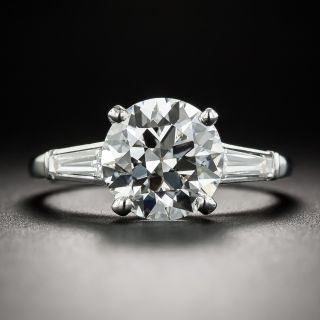 2.58 Carat Diamond Platinum Vintage Engagement Ring  - GIA H VS1 - 1