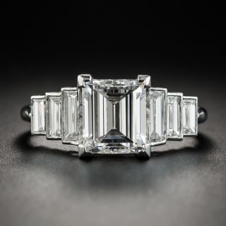 2.60 Carat Rectangular Step-Cut Diamond Ring - GIA F VS2