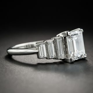2.60 Carat Rectangular Step-Cut Diamond Ring - GIA F VS2