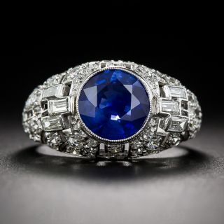 2.62 Carat Sapphire and Diamond Art Deco Ring