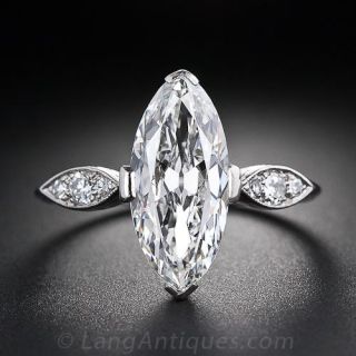 2.65 Carat Marquise Diamond Art Deco Ring