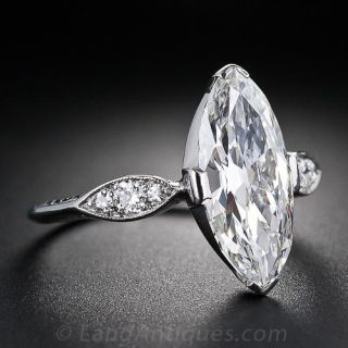 2.65 Carat Marquise Diamond Art Deco Ring