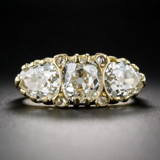 2.66 Carat English Three-Stone Diamond Ring - 1