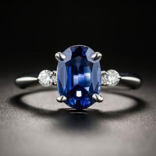 2.68 Carat No-Heat Burma Sapphire Platinum and Diamond Ring