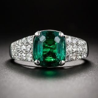 2.70 Carat Emerald, Diamond and Platinum Art Deco Ring