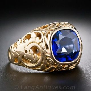 2.74 Carat Natural No-Heat Sapphire Antique Ring