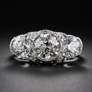 2.75 Carat Edwardian Three-Stone Diamond Ring