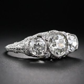 2.75 Carat Edwardian Three-Stone Diamond Ring