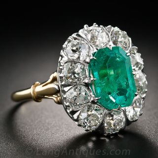 2.75 Carat Emerald and 2.25 Carat Diamond Ring