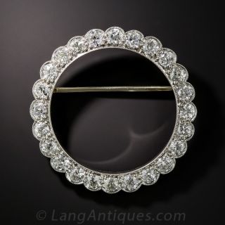 2.75 Carat Platinum Diamond Circle Pin - 1930s - 2