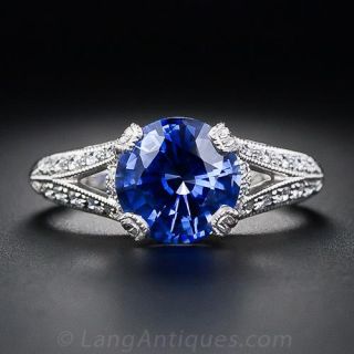 2.75 Carat Round Sapphire and Diamond Ring