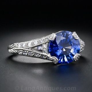 2.75 Carat Round Sapphire and Diamond Ring