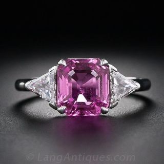 2.77 Carat Pink Sapphire, Platinum and Diamond Ring