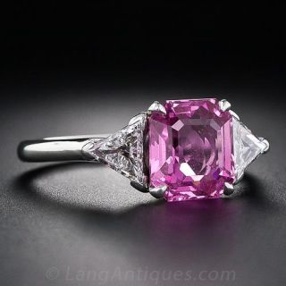 2.77 Carat Pink Sapphire, Platinum and Diamond Ring